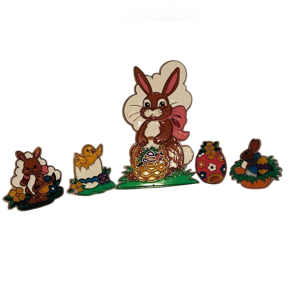 Vintage Giftco Happy Easter Suncatchers.  This is a lot of  5 plastic Suncatcher
